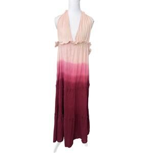 Earthbound XXL Ombre Halter Maxi Dress Boho Tassel Backless Festival